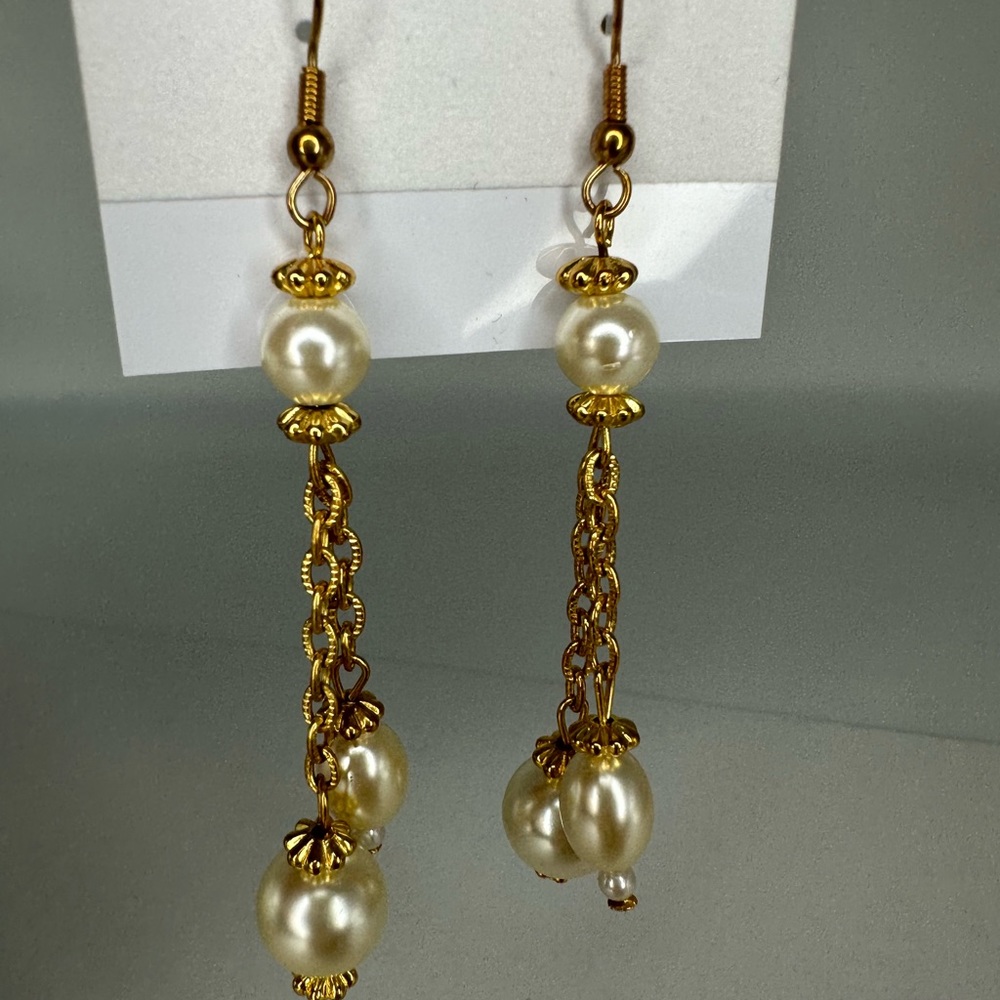 Vintage Handmade Faux Pearl Earrings